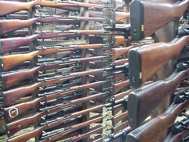 Various Views of Blevins' Collection, 99 Short Rifles